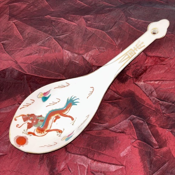 Other - Vintage Red Dragon China Hand Painted  Porcelain Large Spoon Gold Trim TM 839569